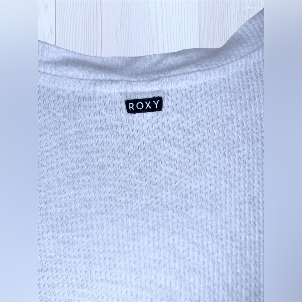 ROXY City at Night Coastal Grey Ribbed Longline Cardigan Button Front Layer - Picture 7 of 11